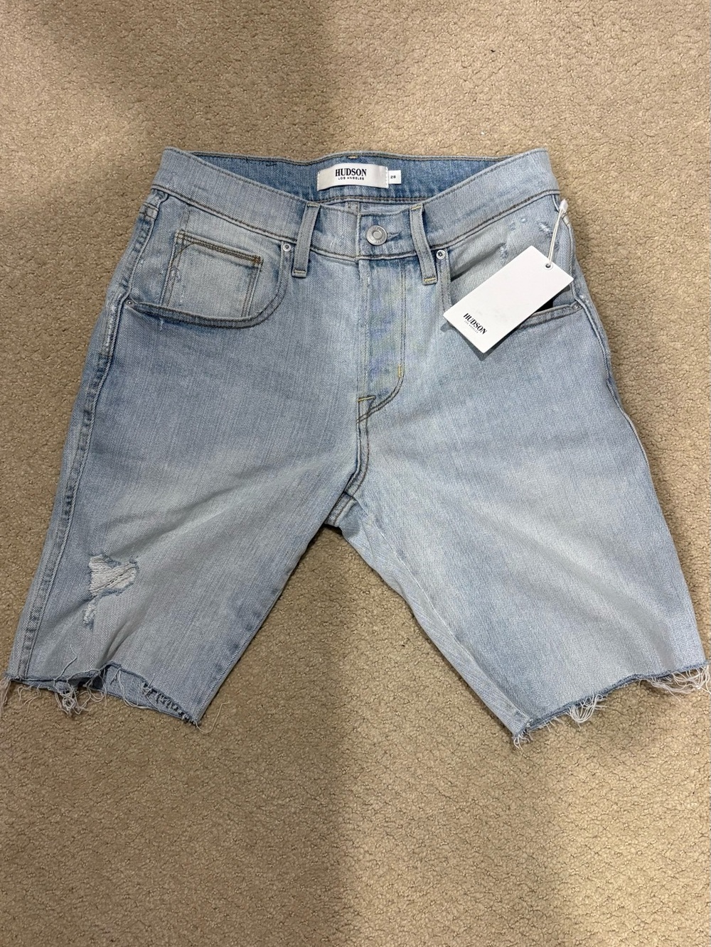 Hudson Jeans Light Wash Raw Hem Denim Shorts